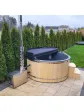 Wooden hot tub 225 cm, large stove, colorless casing, gray insert