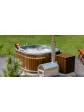 Square wooden hot tub, wooden jacuzzi, heated garden bathtub with fireplace - 180 cm