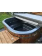 Square hot tub, garden jacuzzi, year-round outdoor stove for wood, chestnut casing - 180 cm