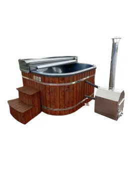 Garden hot tub with an outdoor stove - chestnut color