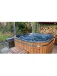 Garden hot tub made of wood, jacuzzi with hydromassage, year-round basin, chestnut casing - 180 cm