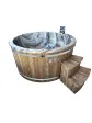 Garden hot tub with hydromassage, garden bathtub with rosewood fireplace - 200 cm