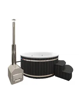 Garden hot tub with an external stove - anthracite composite board - durability for years