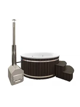 Garden hot tub with an external stove - brown composite board - durability for years