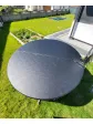 Black leather cover wooden hot tub top view - 200 cm