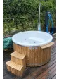 Wooden hot tub with a jacuzzi with an external heater, light oak casing - 200 cm