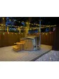 Garden jacuzzi with wood stove, spa bathtub with hydromassage - 225 cm