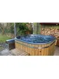 Square hot tub, year-round jacuzzi, wood-fired stove, light oak casing - 180 cm