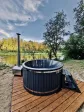 Wooden garden jacuzzi Russian tub bathtub with outdoor fireplace 225 cm WPC board - Essente