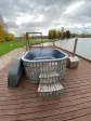 Wooden jacuzzi with hydromassage, Russian wooden tub, 180 cm, arranged on the Essente pier