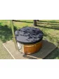 Garden Jacuzzi, wooden tub, light oak, wood-fired, cover for garden tub, 200 cm, arrangement