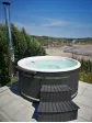 Garden jacuzzi, wooden hot tub made of composite boards, fired with wood - 200 cm, arrangement