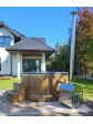 Year-round garden jacuzzi, wooden garden hot tub with a wood stove