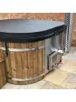 Garden jacuzzi, year-round, square tub, spa wellness, internal stove, rosewood casing, 180 cm - Essente