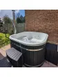 Jacuzzi ogrodowe całoroczne balia kwadratowa z piecem wewnętrznym obicie antracyt - 180 cm