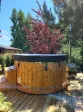 Garden jacuzzi with hydromassage garden spa wellness bathtub 200 cm light oak