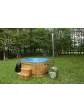 Outdoor jacuzzi with hydromassage, garden bathtub with outdoor fireplace, light oak upholstery - 180 cm