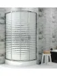 Shower cabin 80x80 cm with a semi-circular shower tray, frosted glass, stripes, Friss model - arrangement in the bathroom