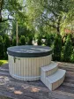 Wooden bathtub, garden tub with jacuzzi, 200 cm, arrangement