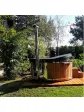 Wooden garden tub, Russian banya, with hydromassage, 200 cm, arrangement